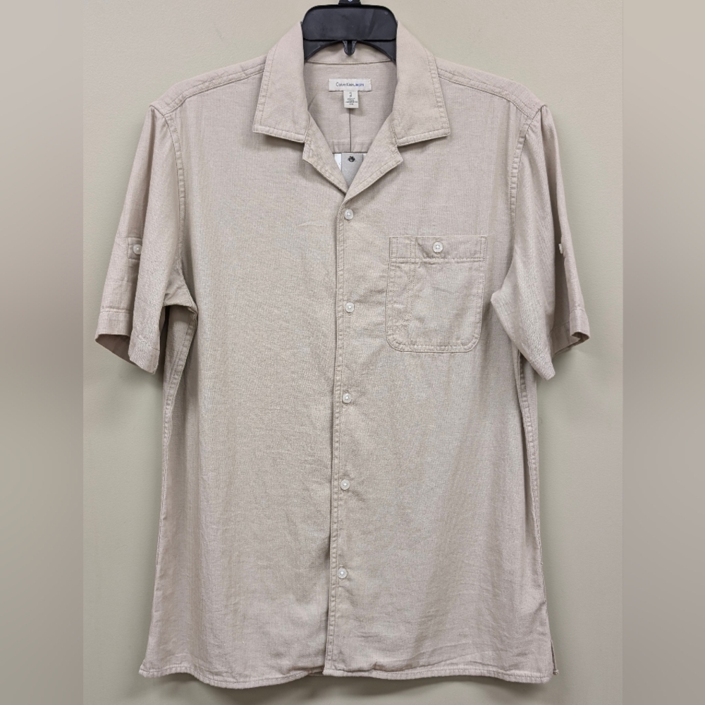NWT Calvin Klein 100% Cotton Beige Shirt Small